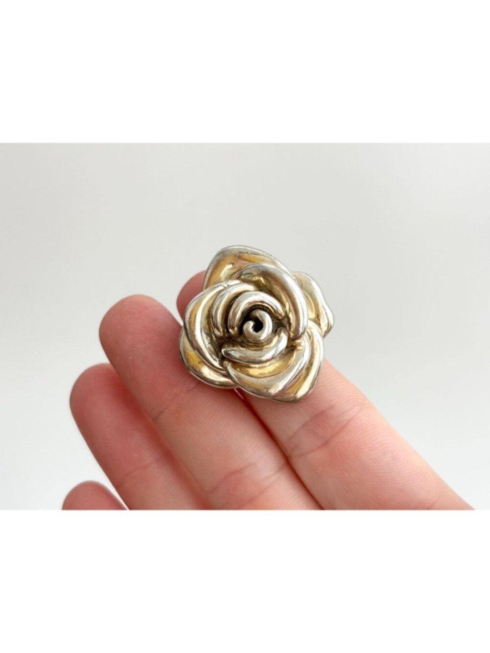 Blooming Rose Floral Beautiful Jumbo Sterling Silver 925 Vintage Ring - sz 7 - Picture 11 of 16